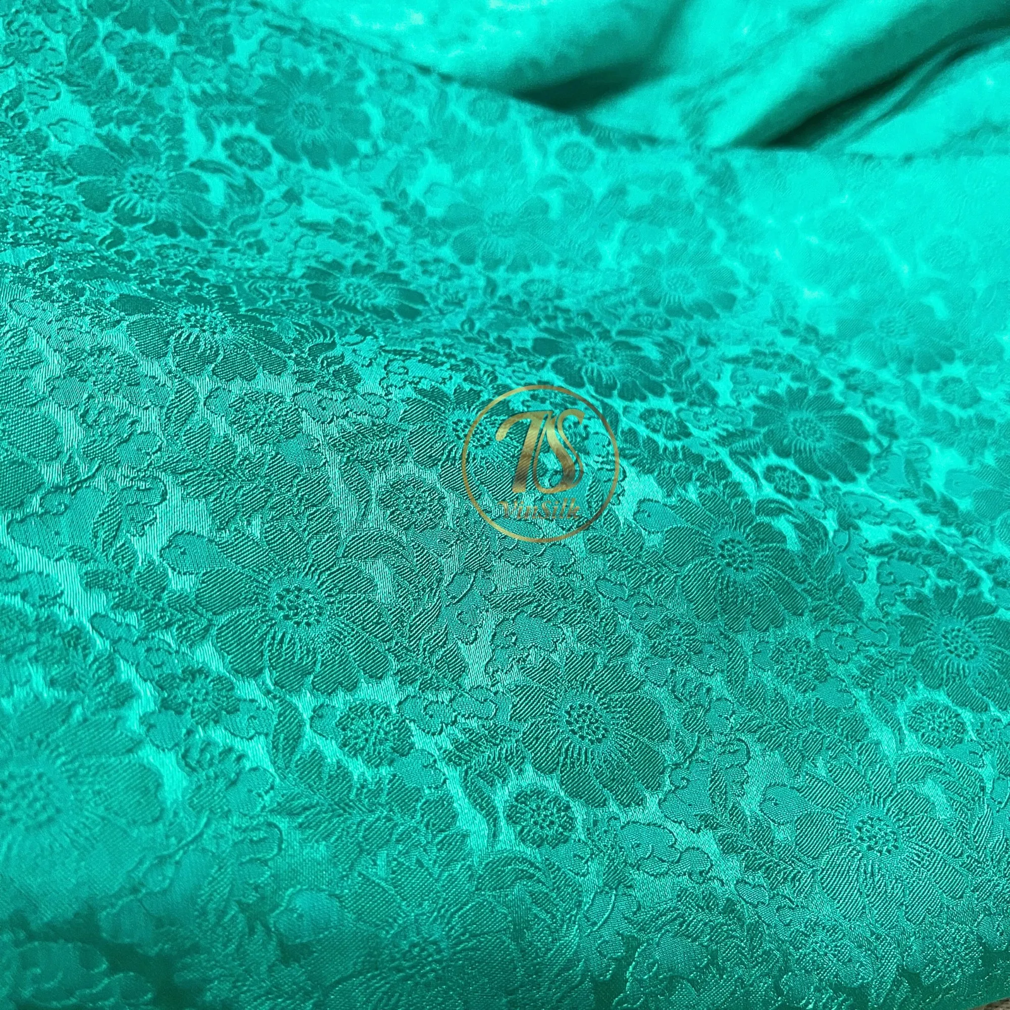 100% PURE MULBERRY SILK fabric by the yard – Floral silk fabric - Light Blue Floral Silk Fabric - Chrysanthemum pattern – Silk for sewing