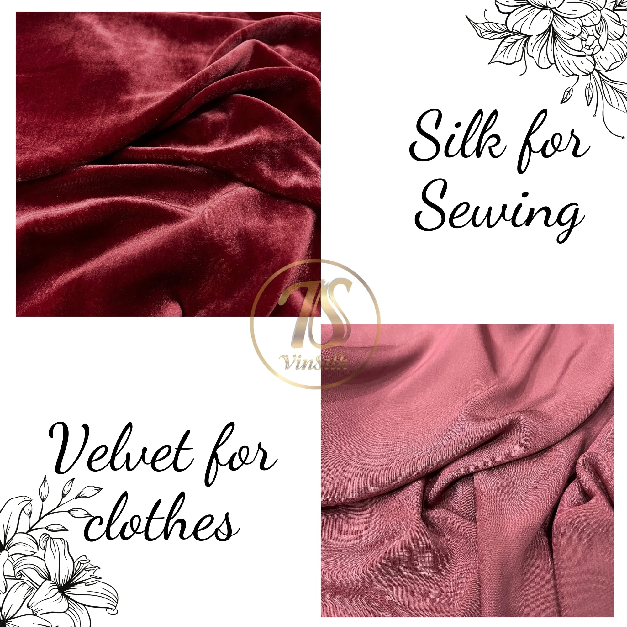 100% Pure Mulberry Silk Velvet Fabric by the yard – Red Silk Velvet for Dress, Skirt, High End Garment – Silk for sewing