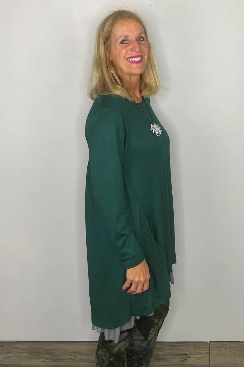 2AM Long Sleeve Tunic with Pockets - Emerald