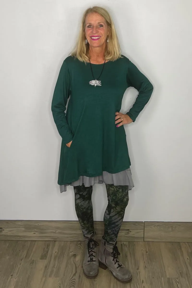 2AM Long Sleeve Tunic with Pockets - Emerald