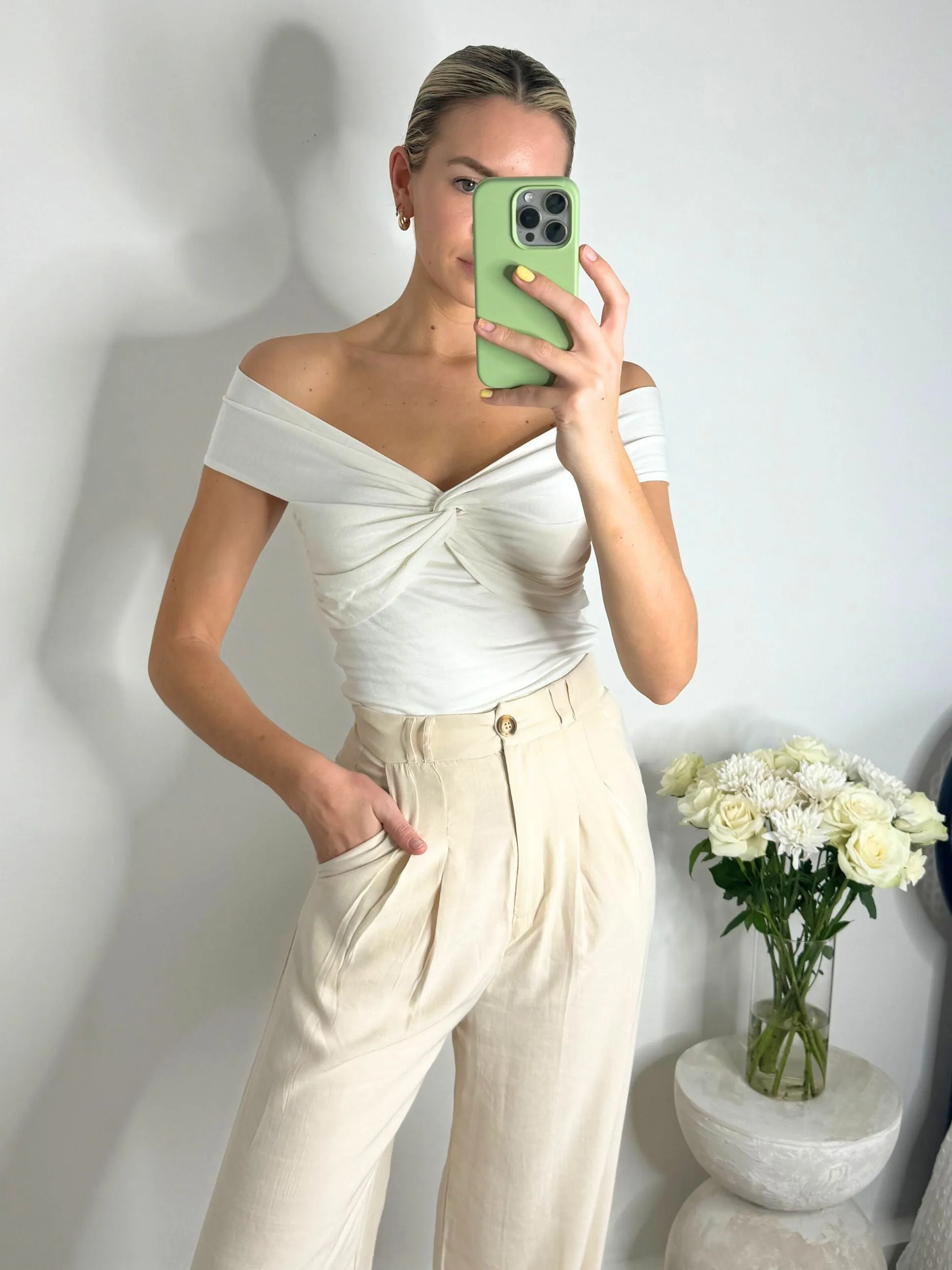 Albi Wide Leg Trouser / Cream