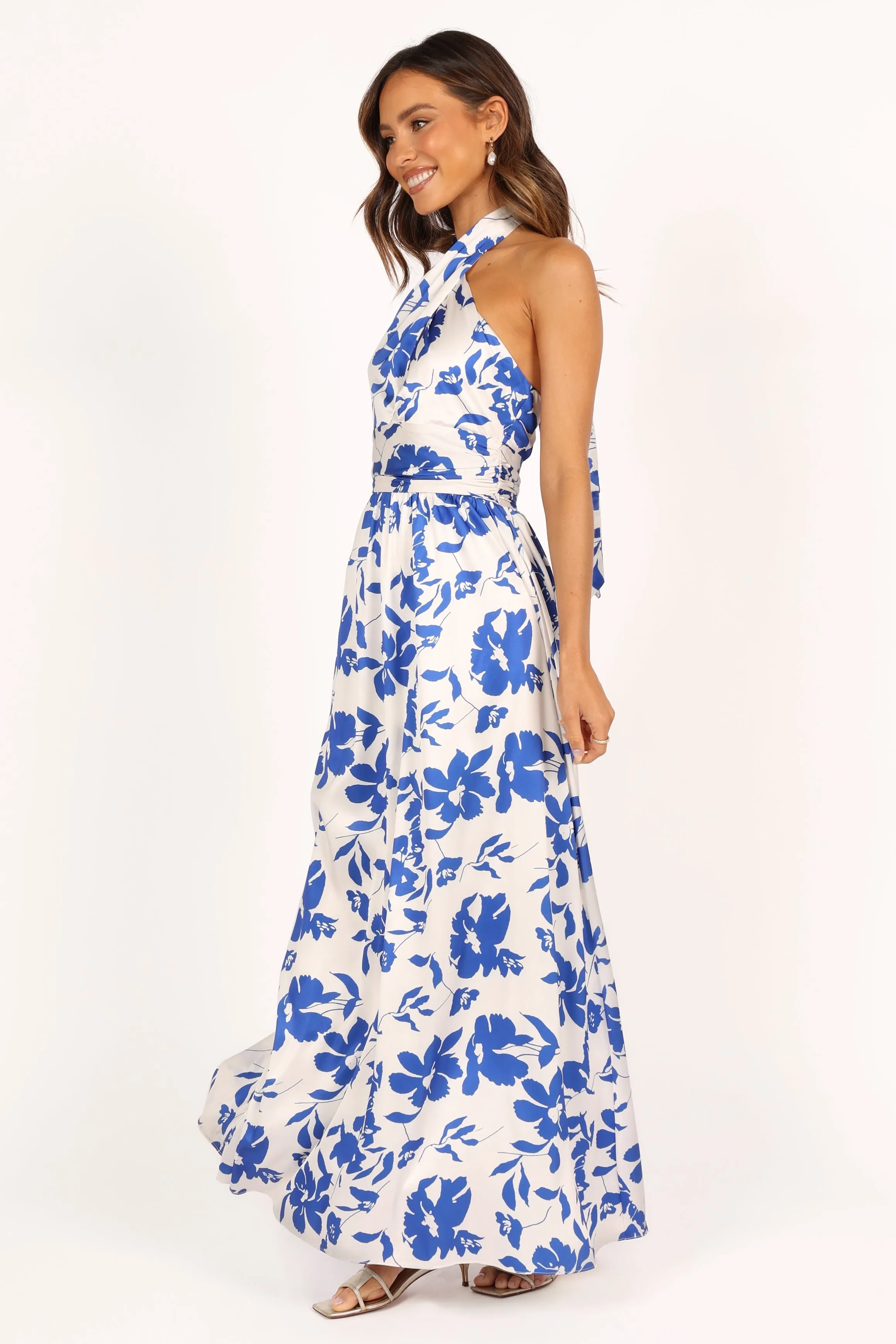 Allora Halter Dress - Blue Floral