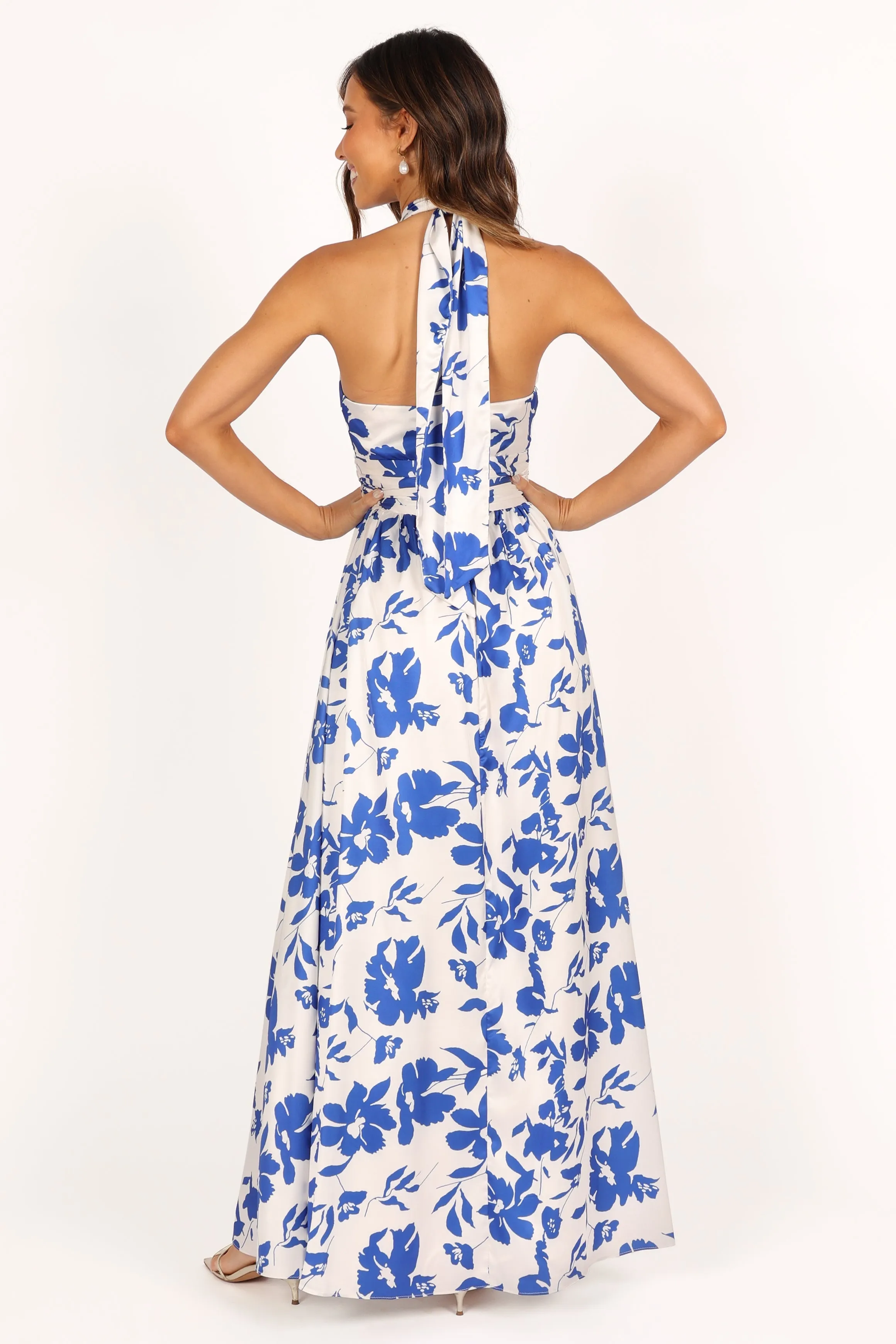 Allora Halter Dress - Blue Floral