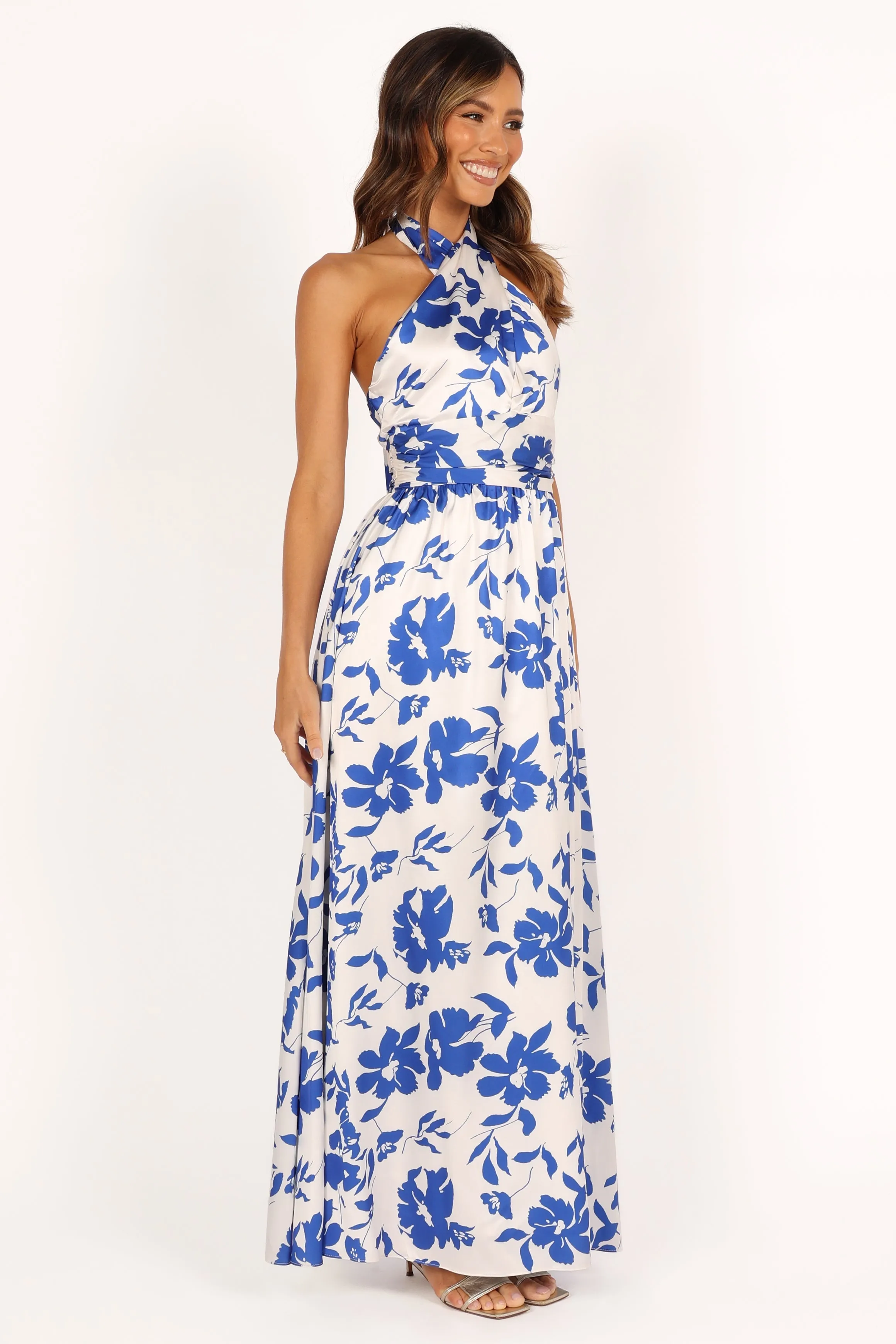 Allora Halter Dress - Blue Floral