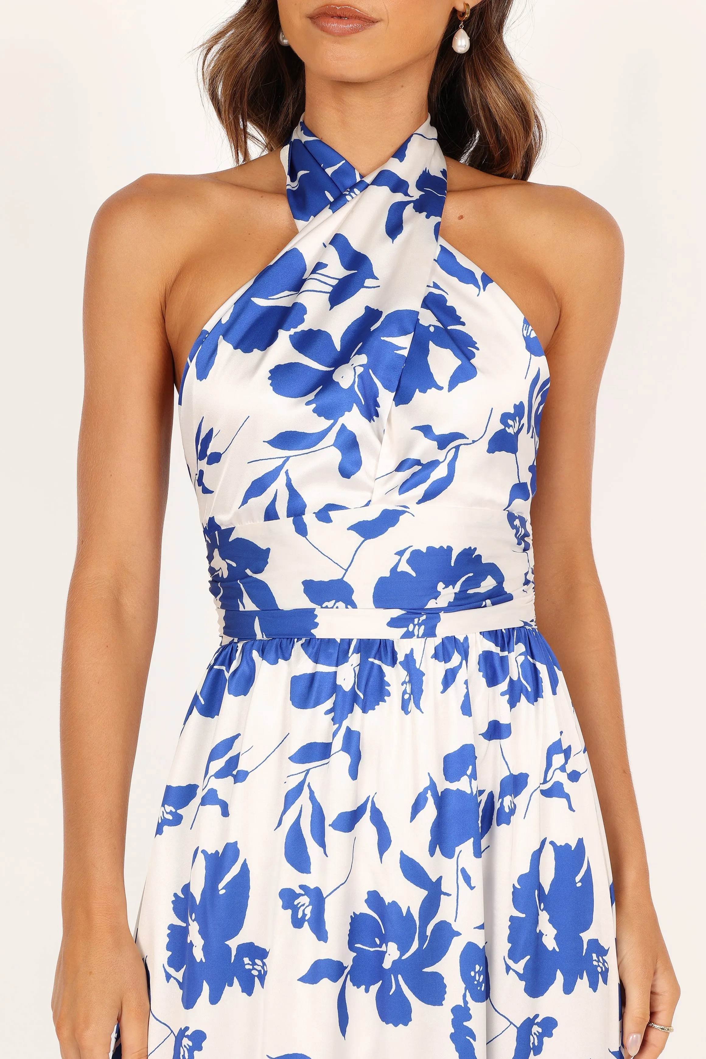 Allora Halter Dress - Blue Floral