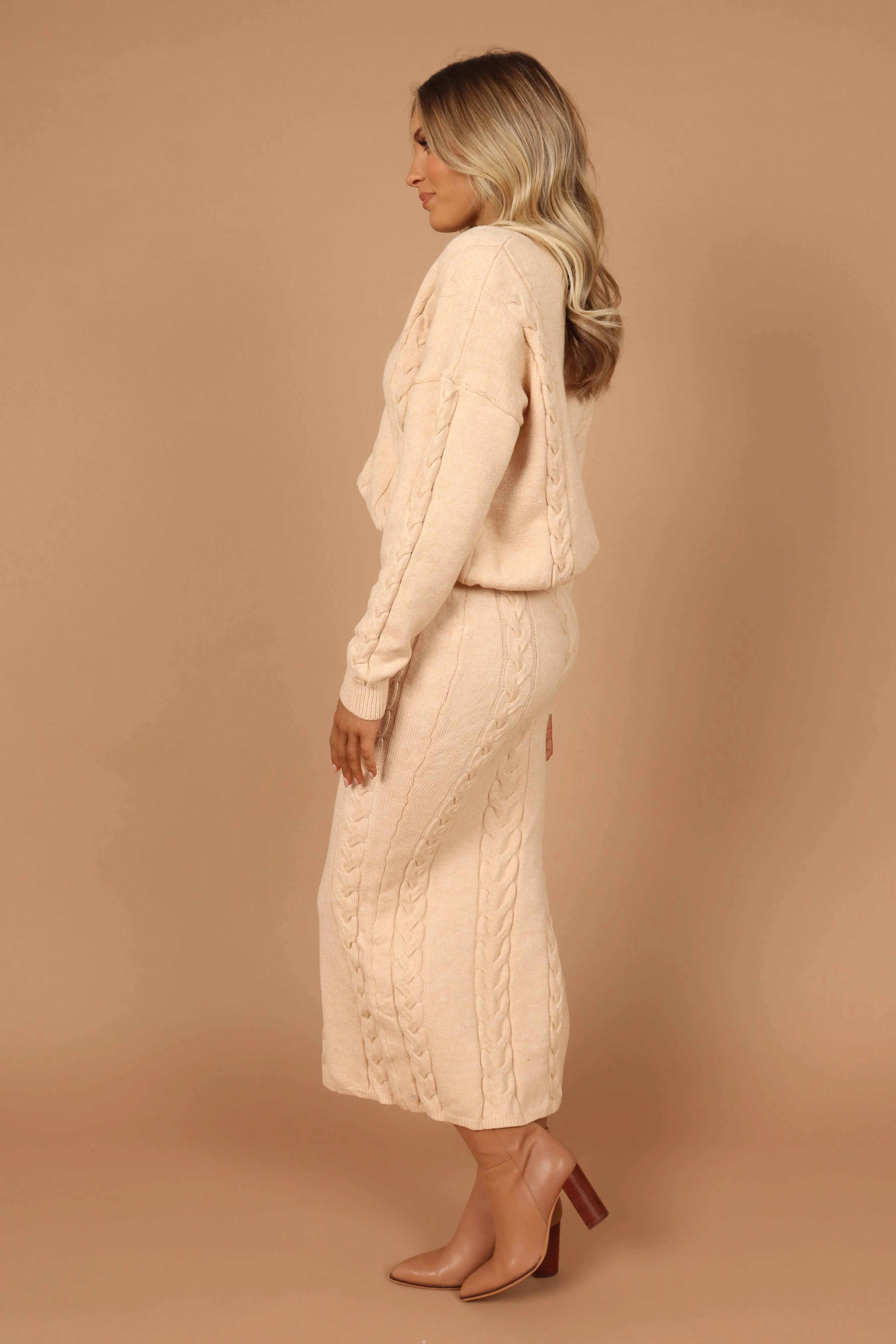 Aspen Cable Knit Sweater - Beige Marle