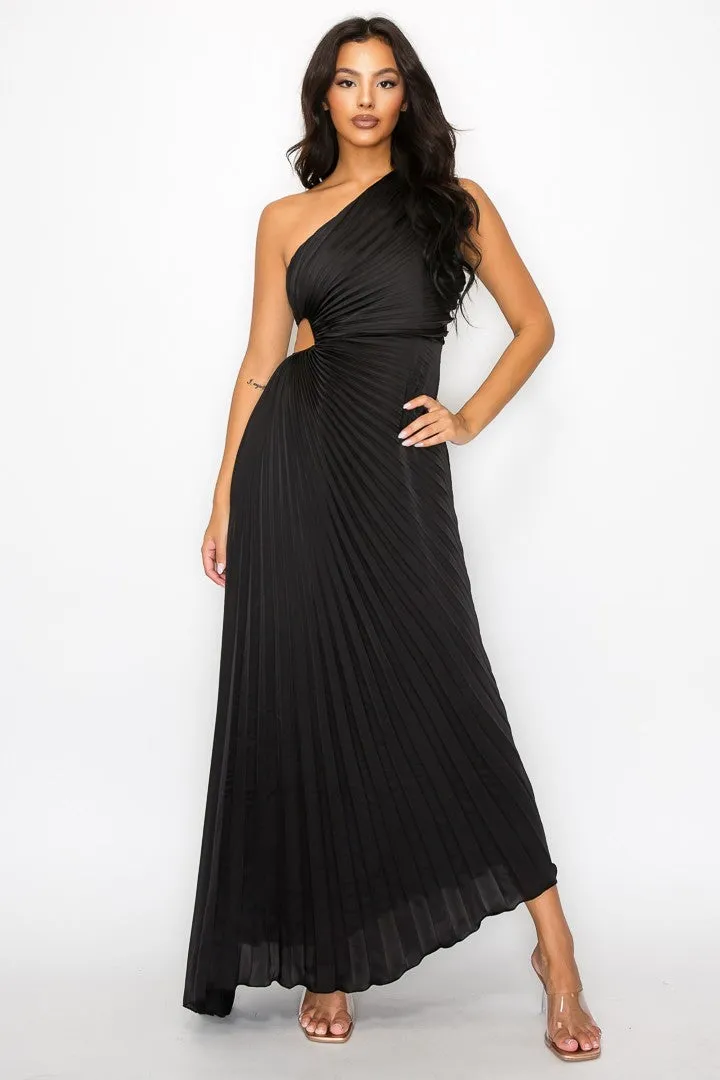 Athena Black One-Shoulder Maxi Dress