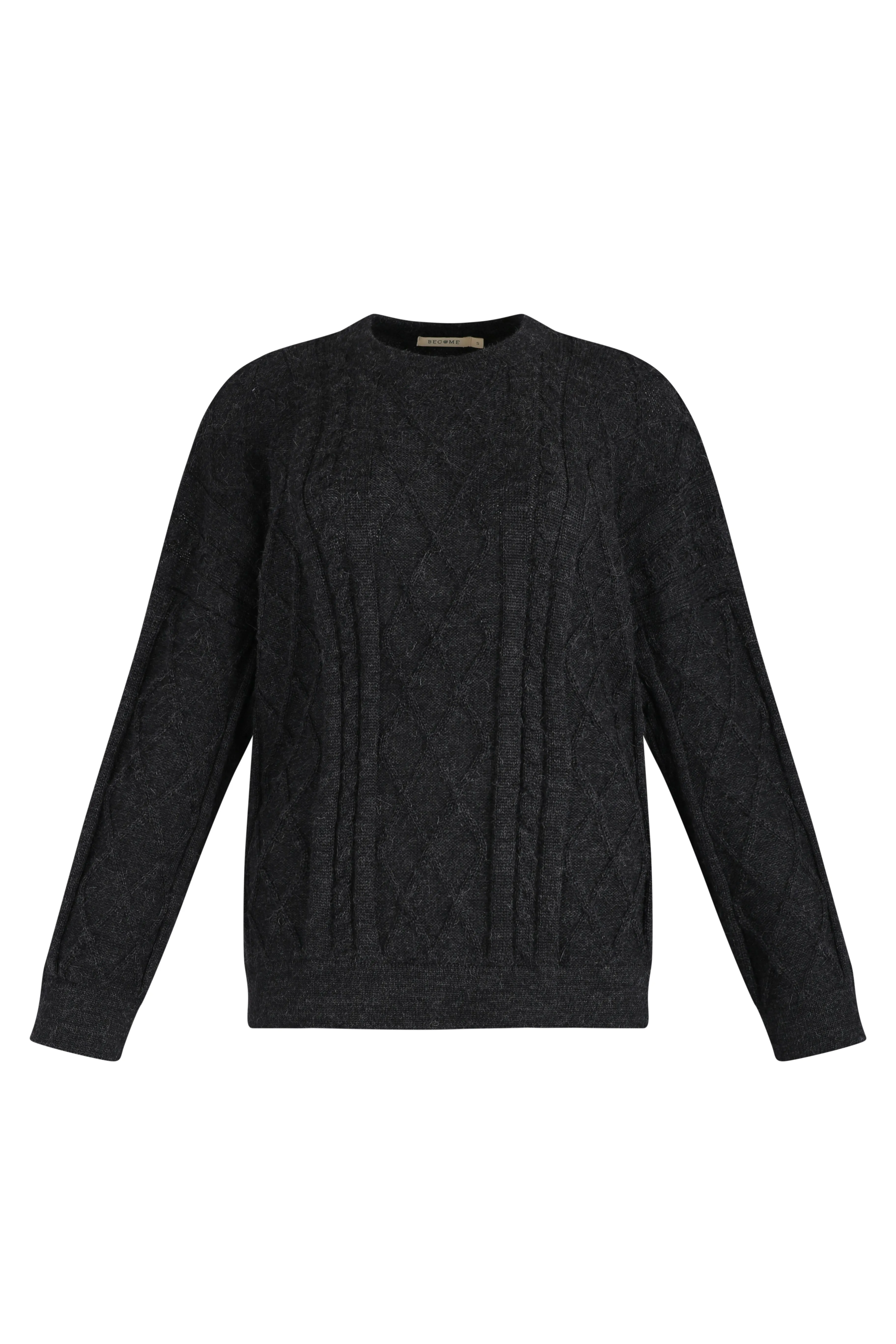 Black Oversized Cotton Cable Knit Sweater