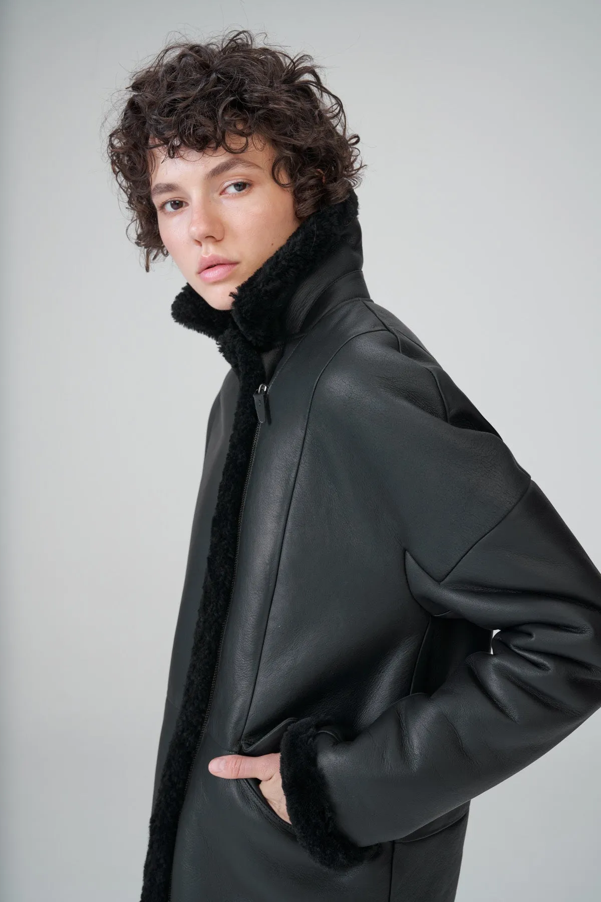 Black Shearling Coat