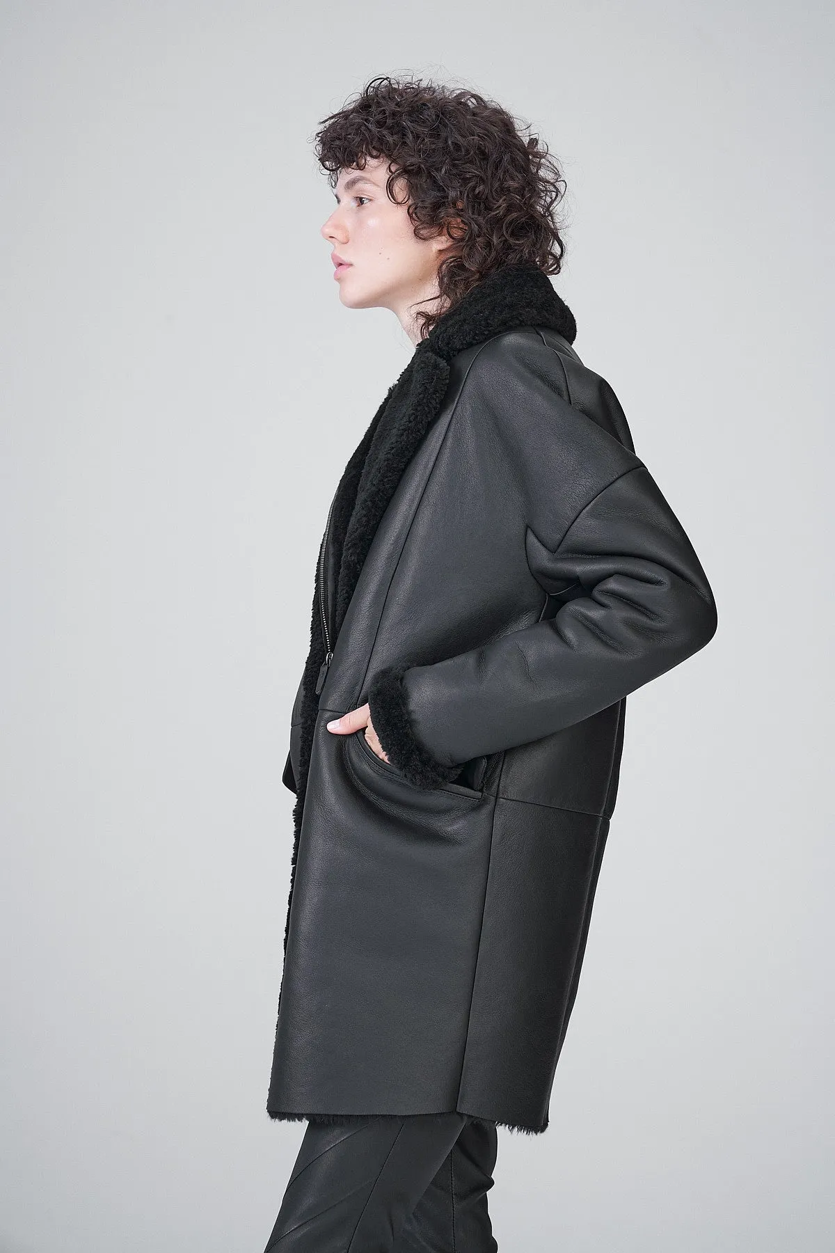 Black Shearling Coat