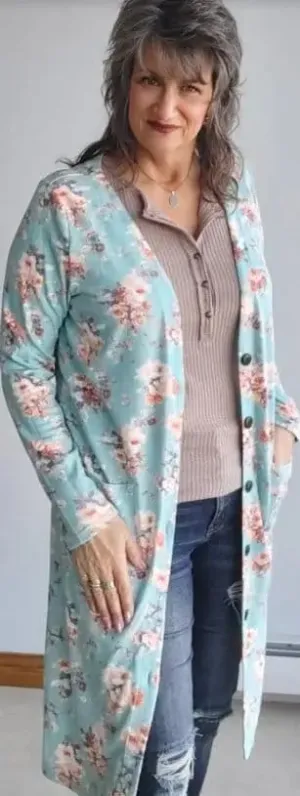 Blue floral colbie cardigan