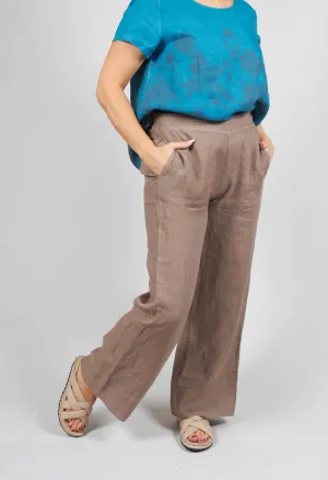 Boot Leg Linen Trousers in Fango