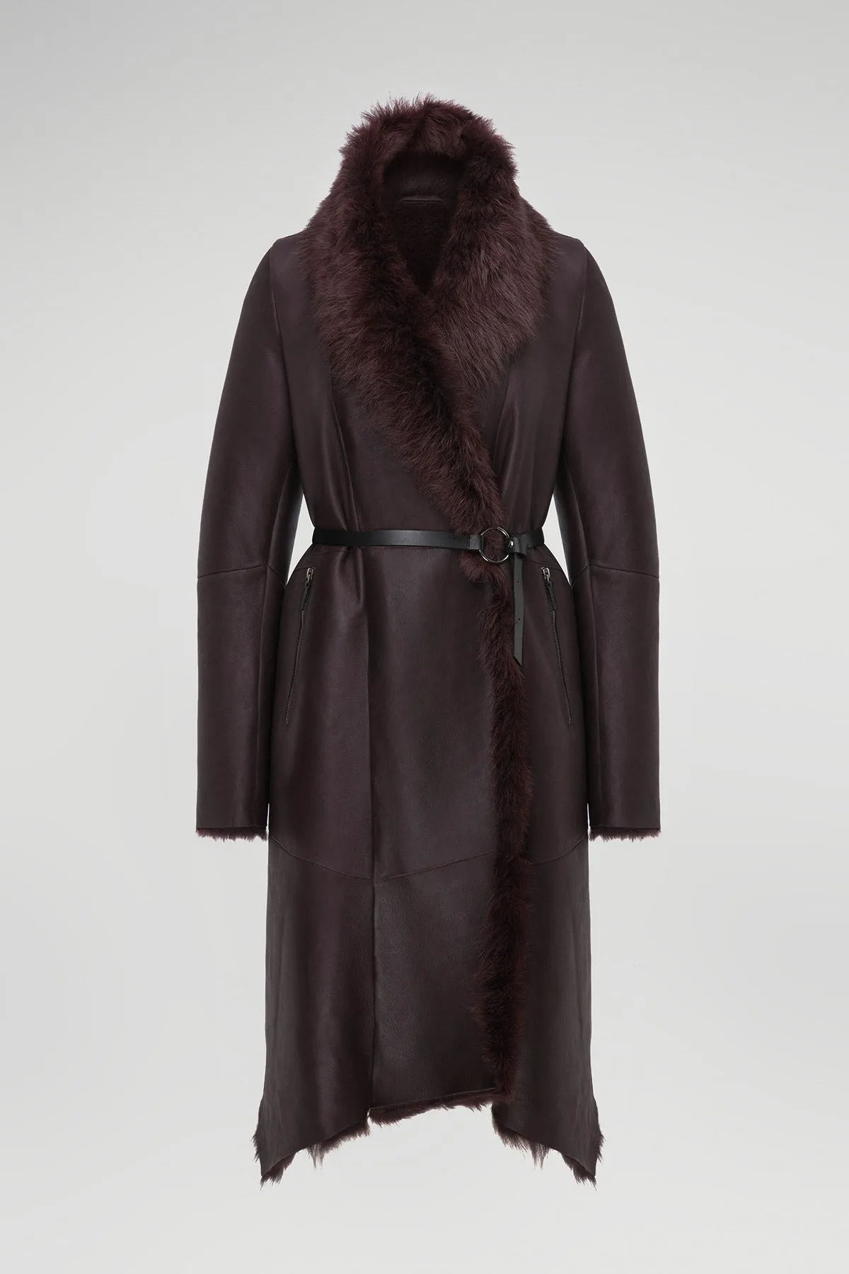 Bordeaux Shearling Coat