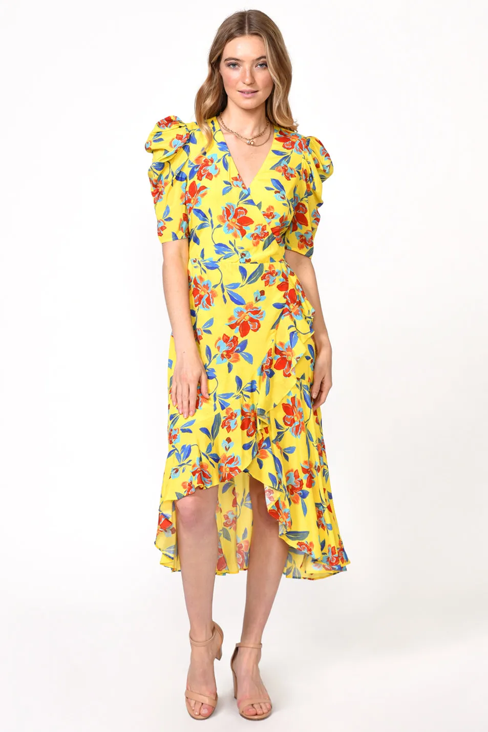 Brenda Floral Puff Slv Maxi Dress