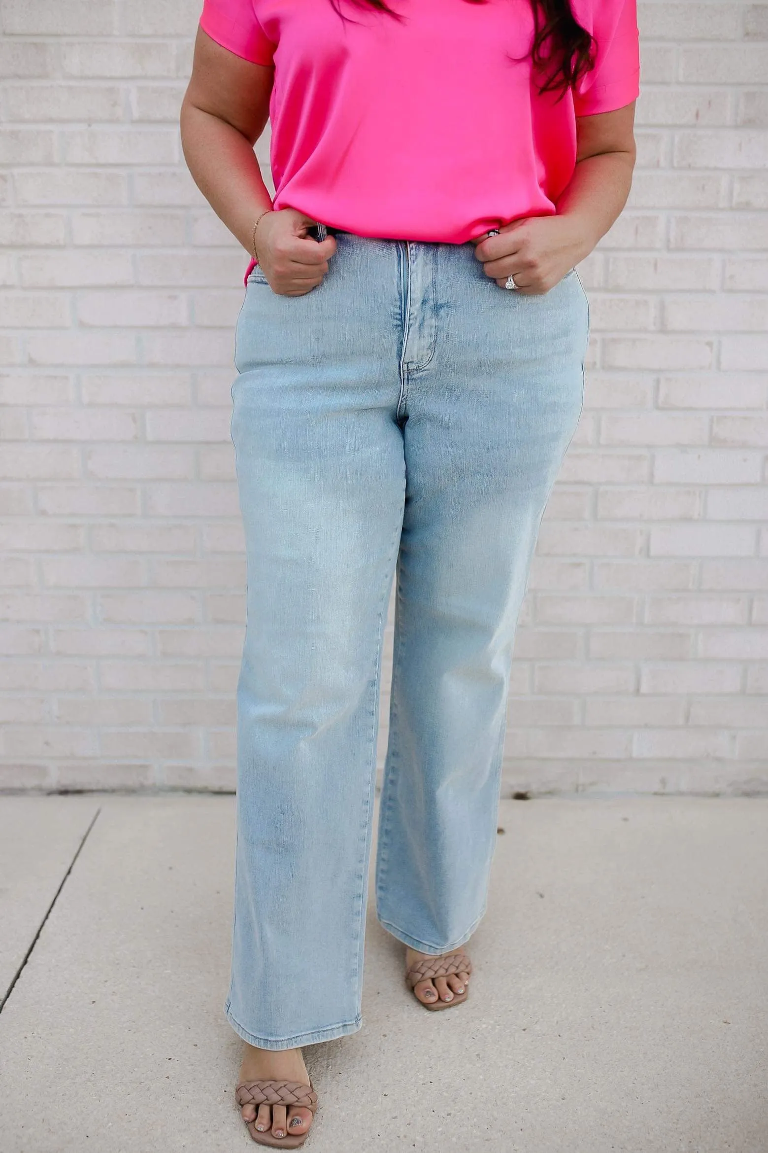 Brooke High Rise Control Top Vintage Wash Straight Jeans