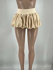 Bubble skirt solid color elastic waist miniskirt AY3488