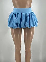 Bubble skirt solid color elastic waist miniskirt AY3488