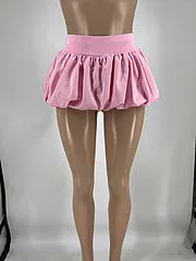 Bubble skirt solid color elastic waist miniskirt AY3488