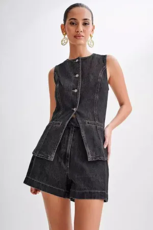 By Claude WOMEN FASHION DENIM TWO PIECE SET