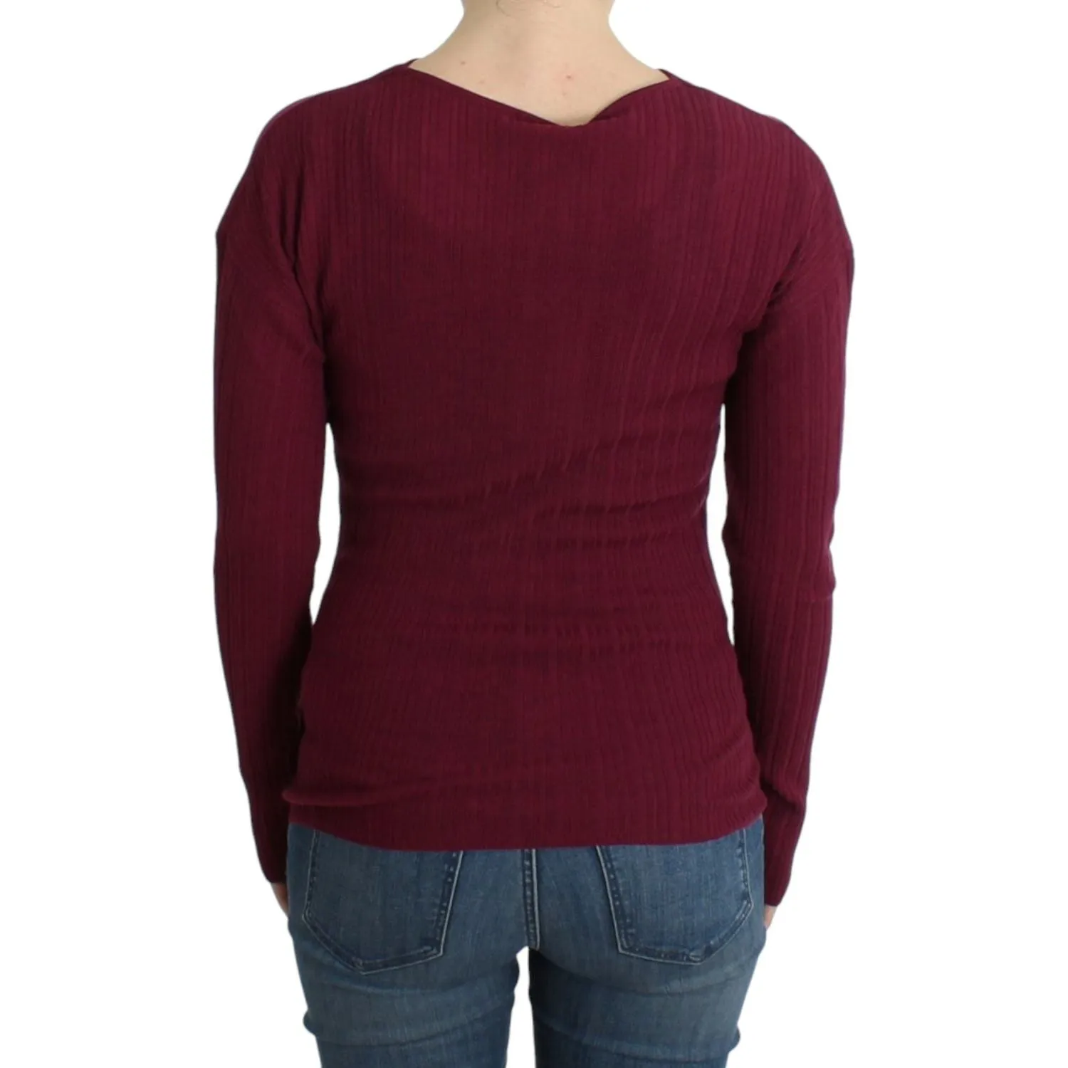 Cavalli Elegant Purple Keyhole Wool Sweater