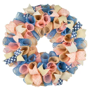 Coral Everyday Wreath, Denim Blue Wreath for Front Door