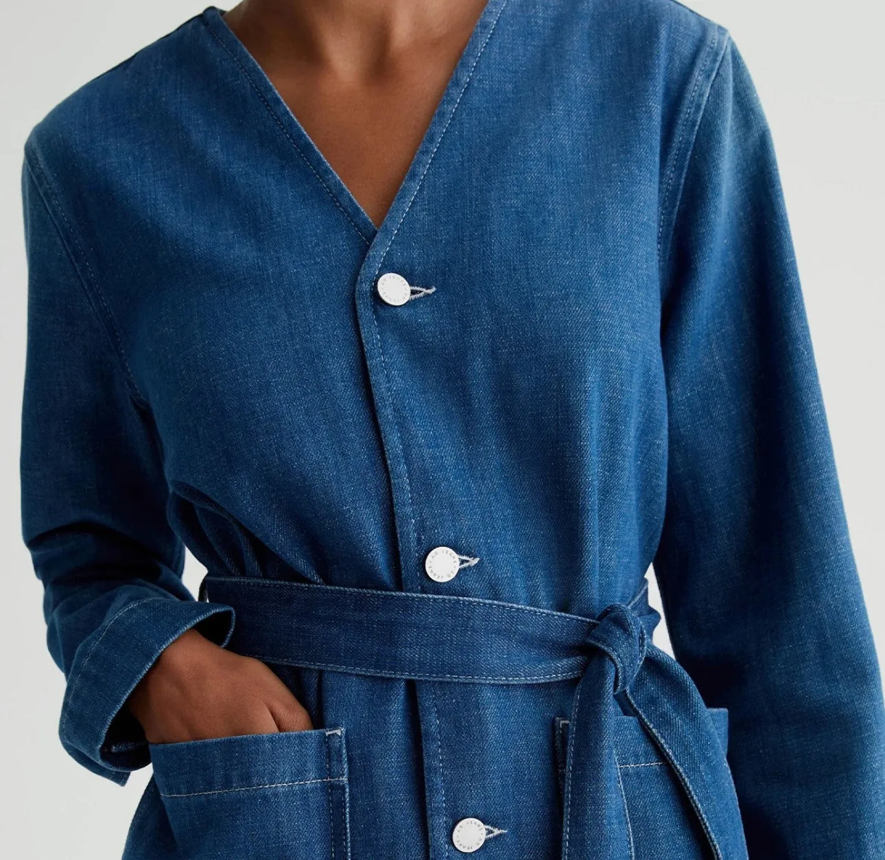 Denim Button Up Belted Top