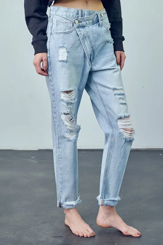 Denim Lab USA Crossover Boyfriend Jeans