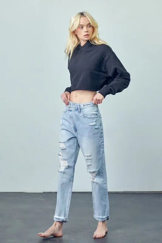 Denim Lab USA Crossover Boyfriend Jeans