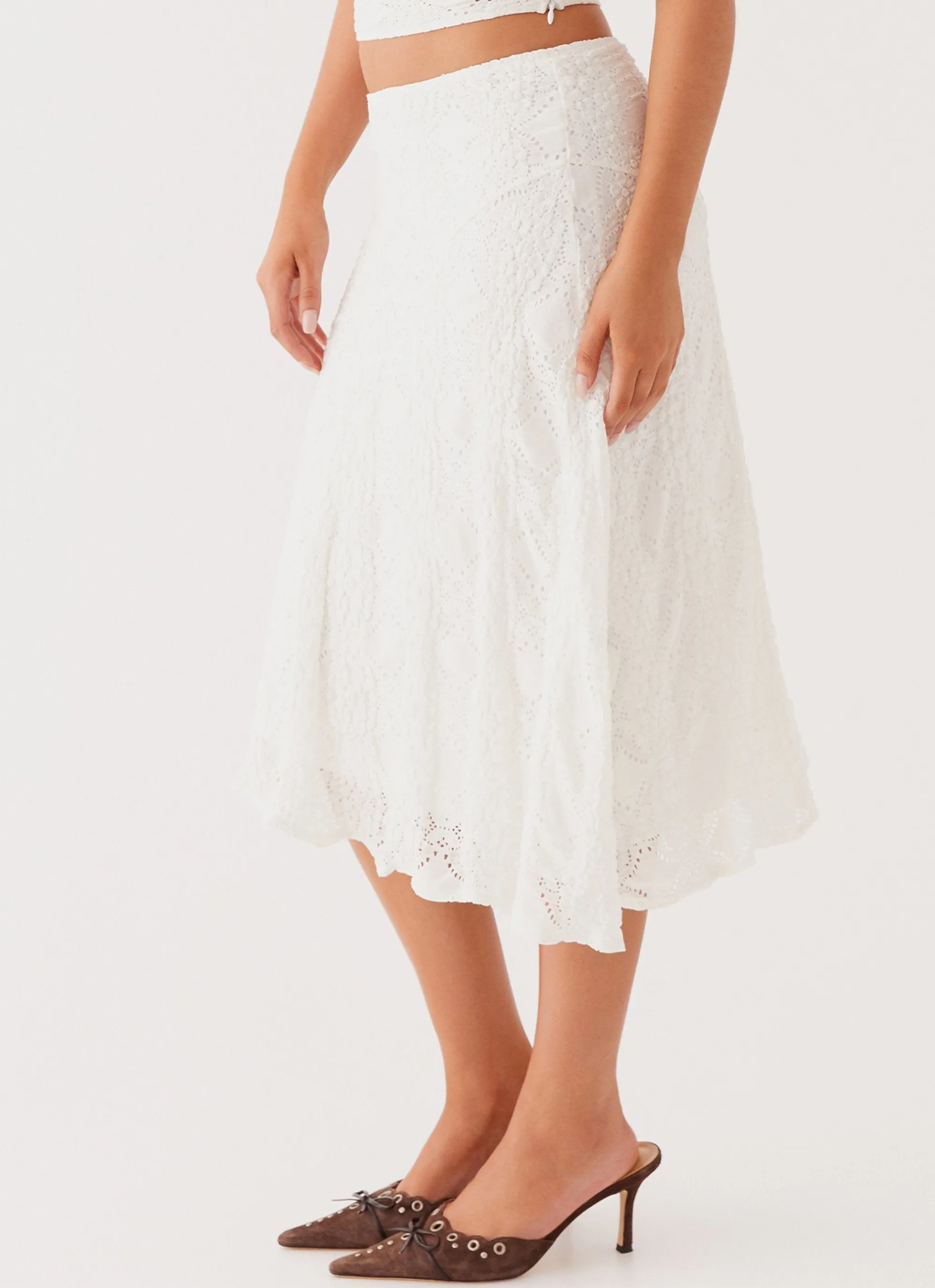 Diamond Sky Midi Skirt - White