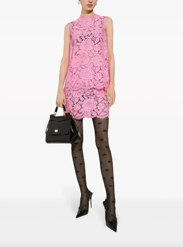 Dolce & Gabbana branded floral Cordonetto miniskirt