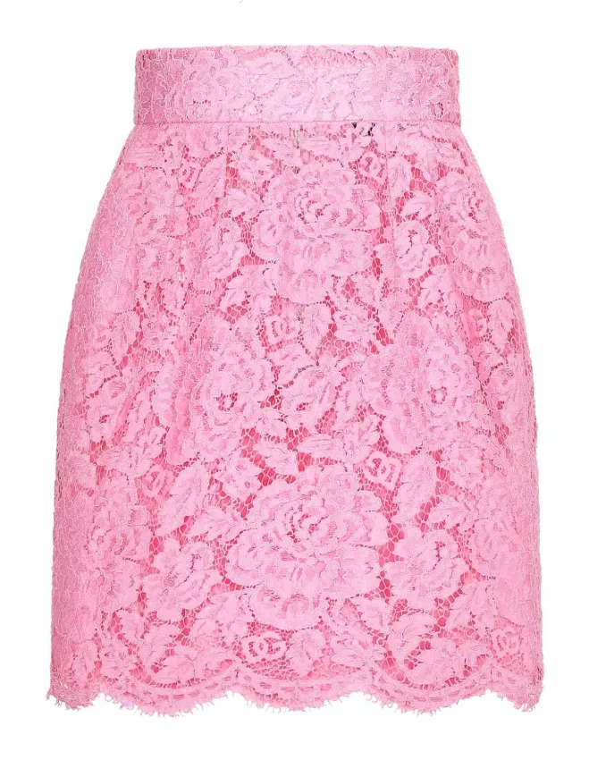 Dolce & Gabbana branded floral Cordonetto miniskirt