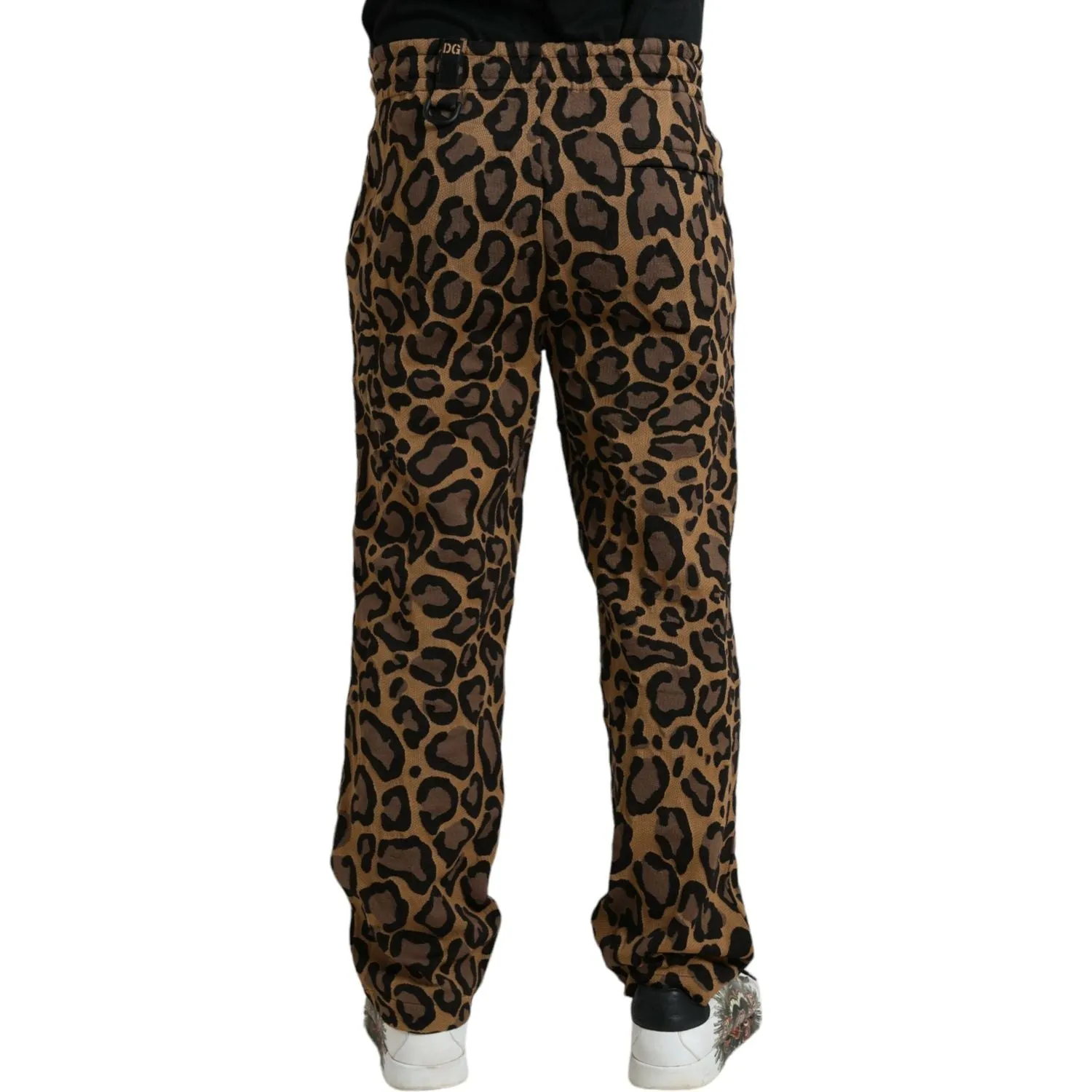 Dolce & Gabbana Brown Leopard Print Polyester Jogger Pants