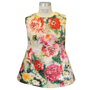 Dolce & Gabbana Multi Metallic Floral Jacquard Sleeveless Top