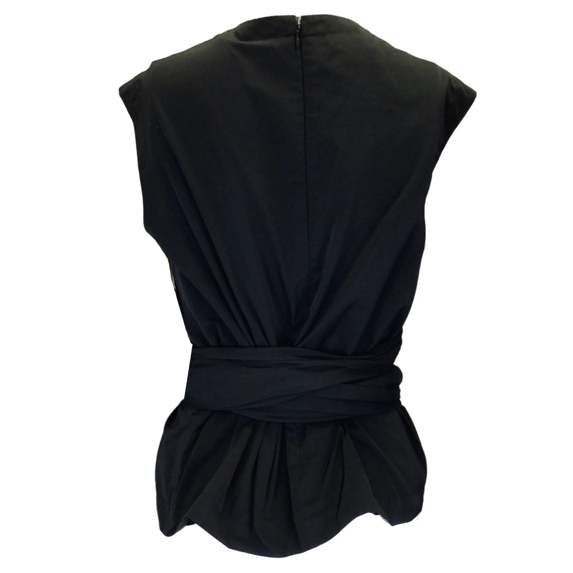 Dries Van Noten Black Wrap Tie Sleeveless Top