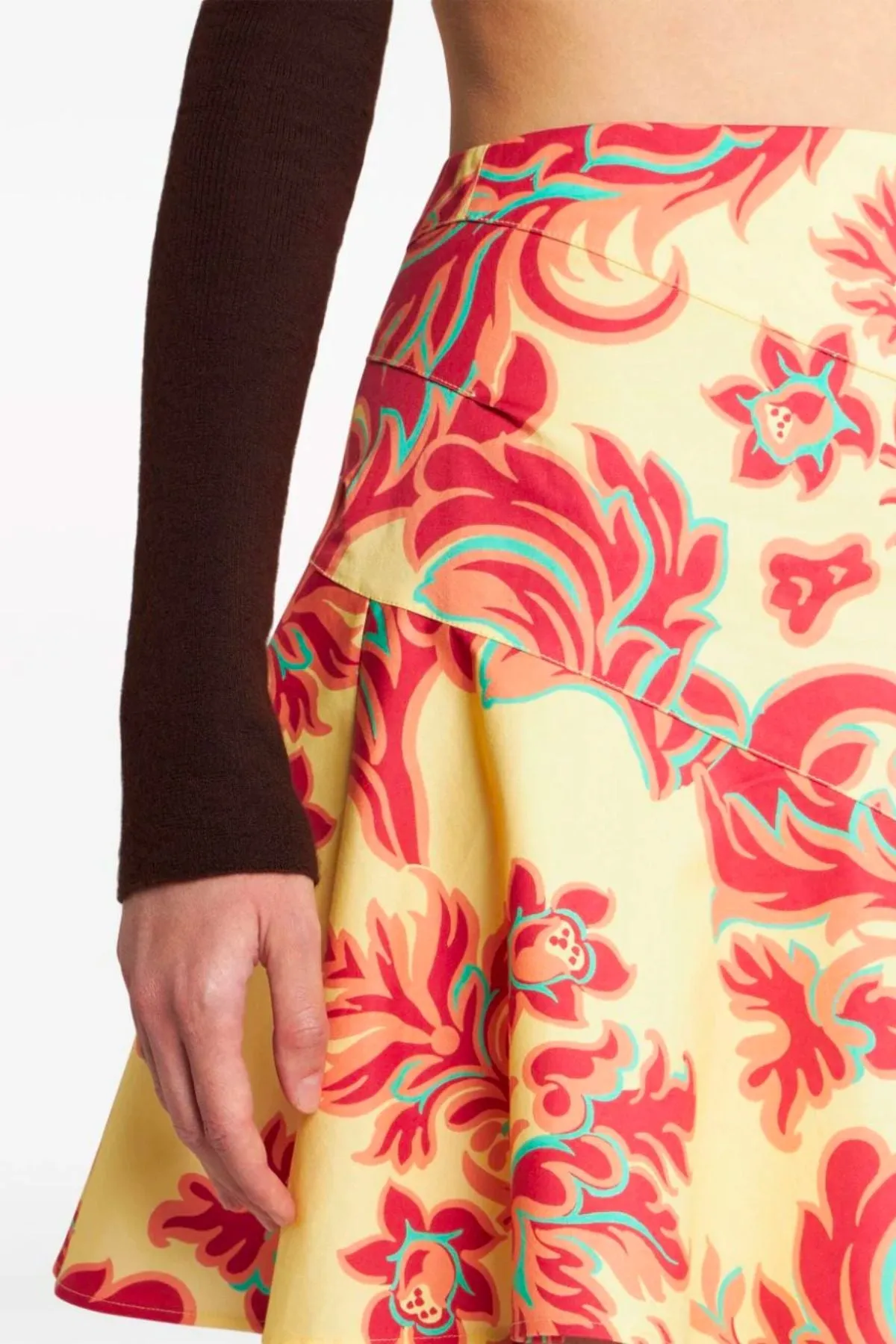 Etro Venus Print Cotton Mini Skirt - Yellow