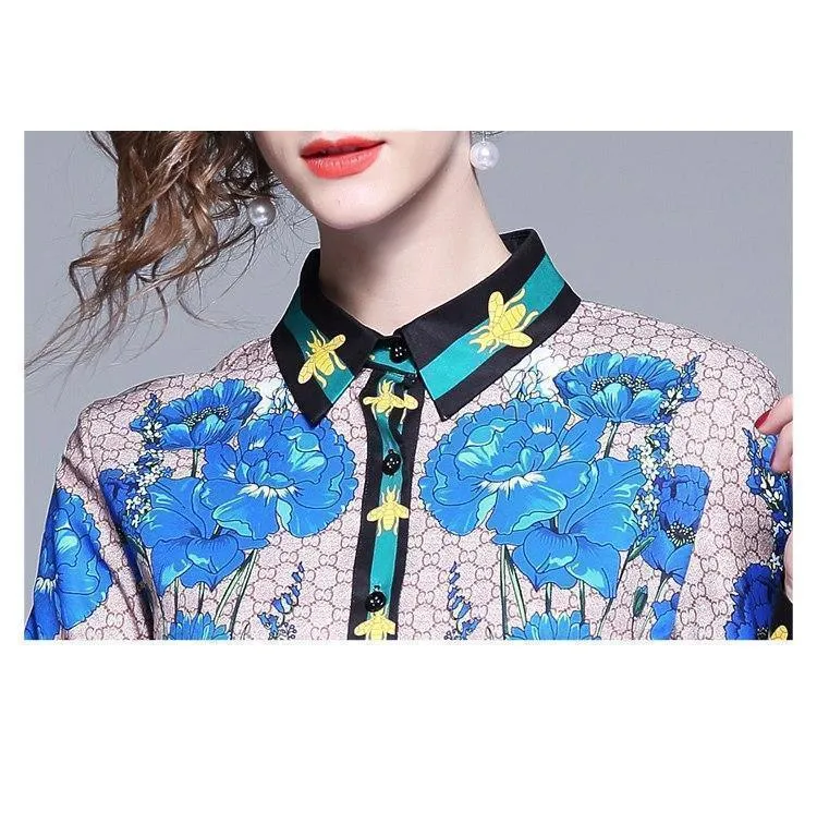 Floral Print Silk Shirt For Women