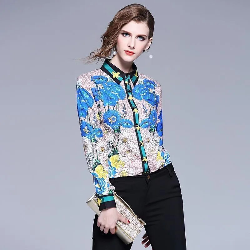 Floral Print Silk Shirt For Women