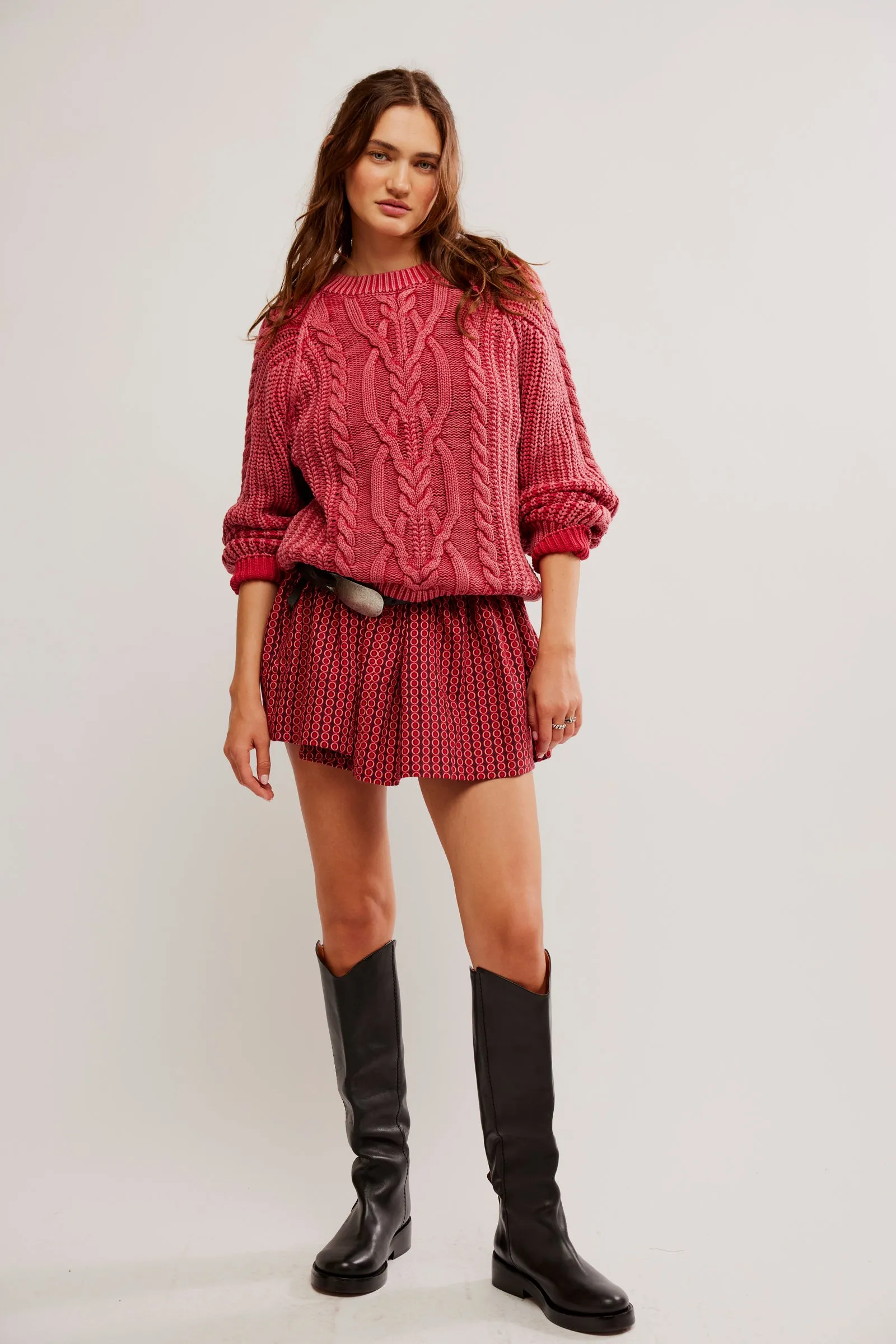 Frankie Cable Sweater Cherry