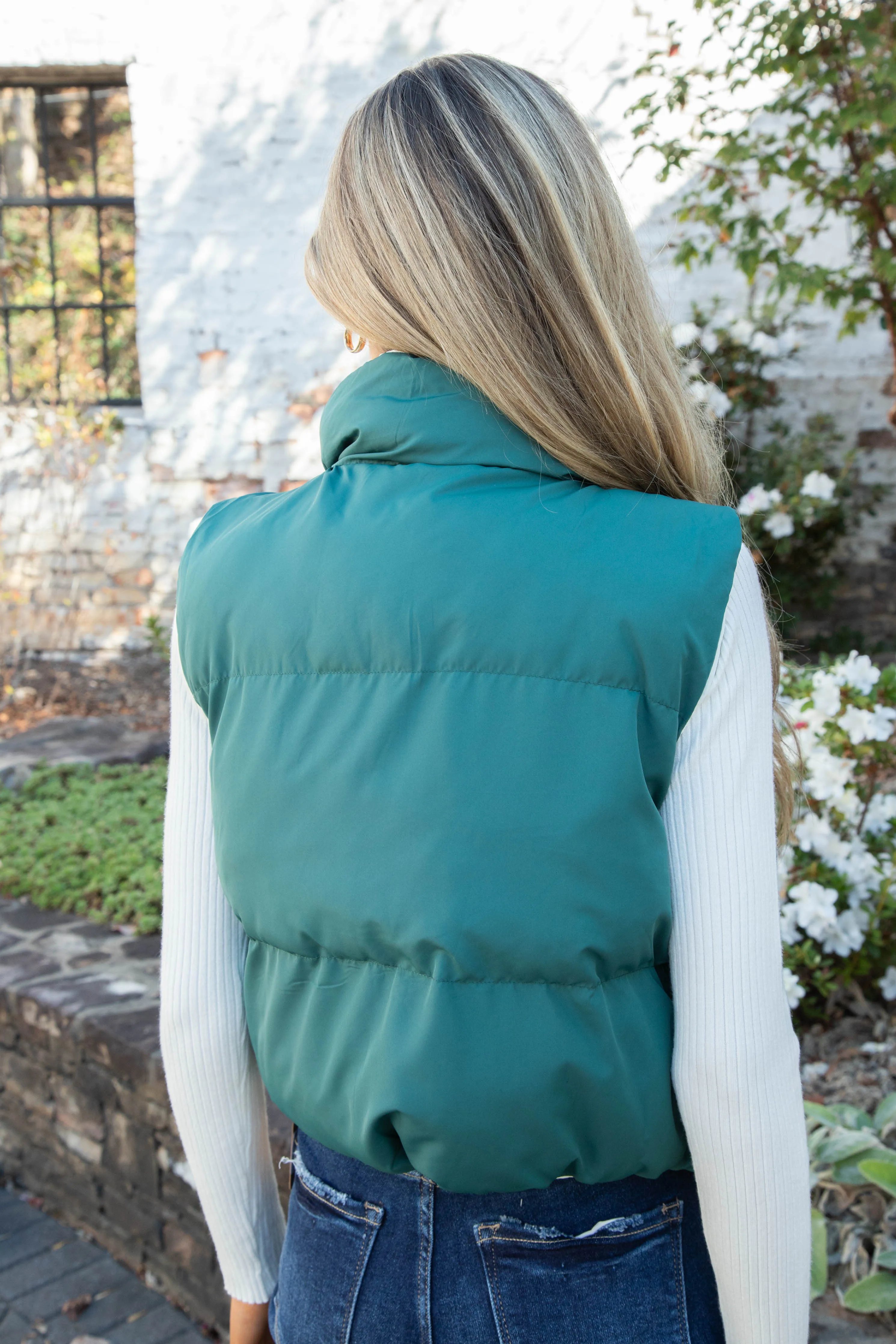 Gracey Reversible Crop Vest, Hunter Green