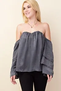 Grey Off The Shoulder Blouses