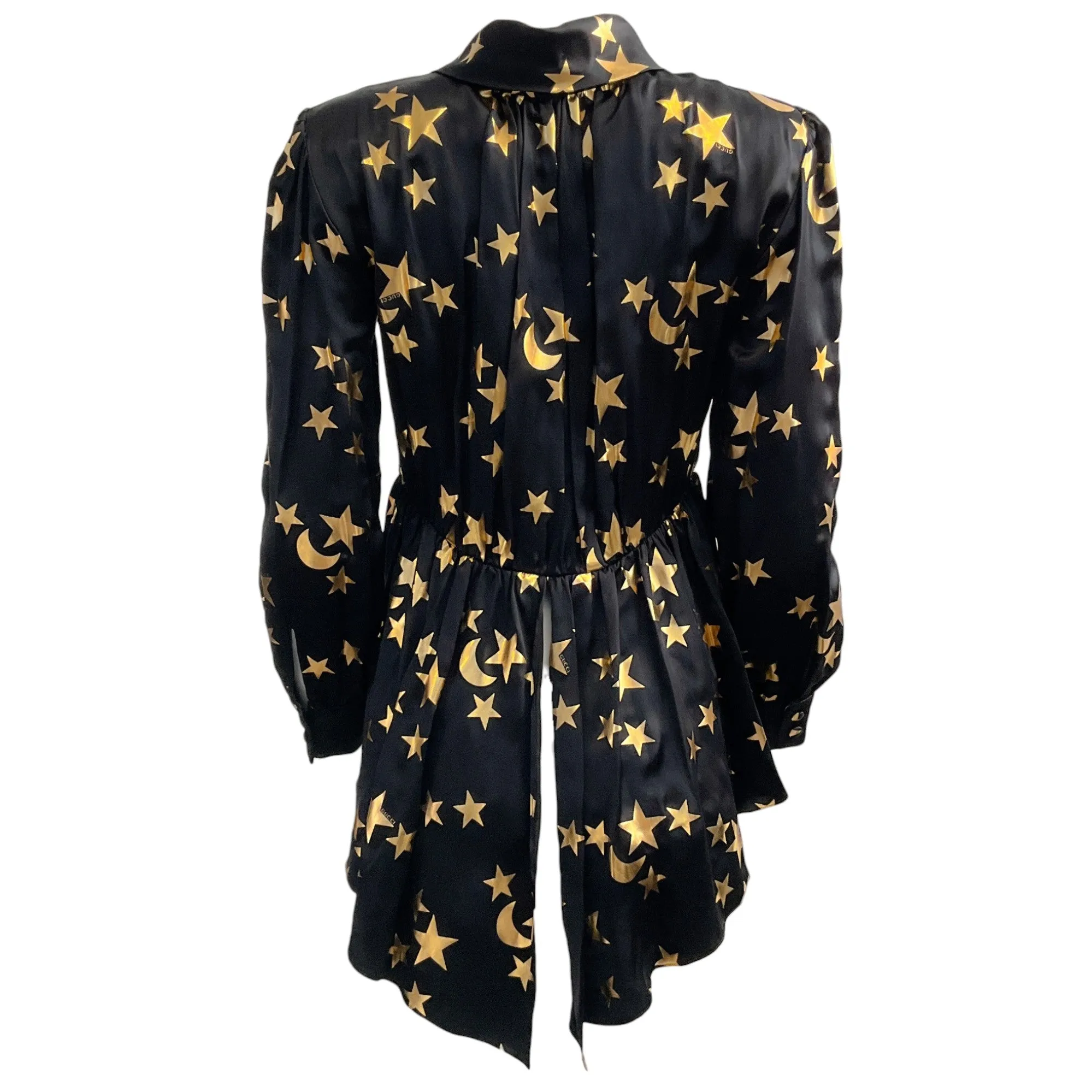 Gucci Black Silk Bright Star Blouse