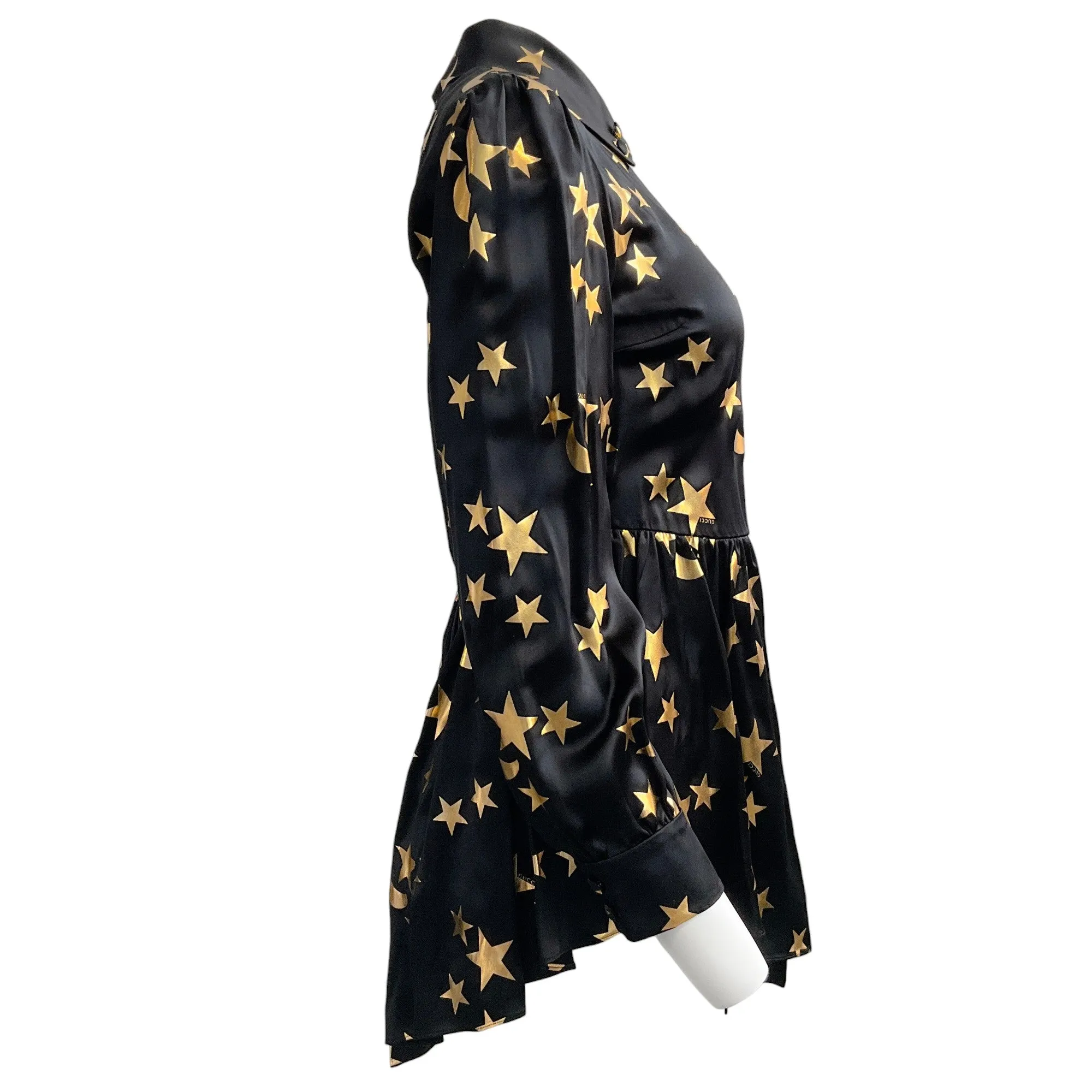 Gucci Black Silk Bright Star Blouse