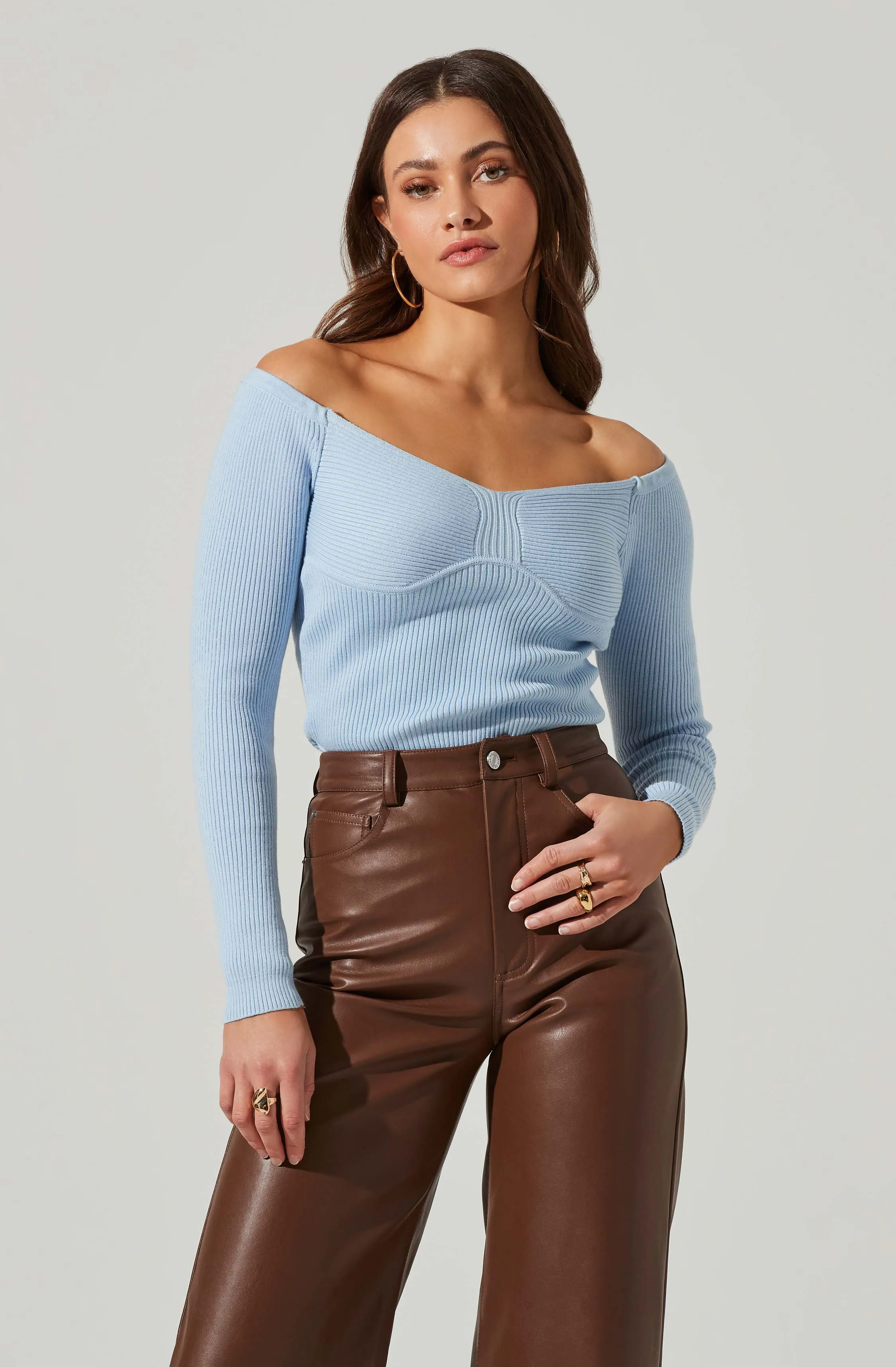 Harlie Off Shoulder Cropped Sweater