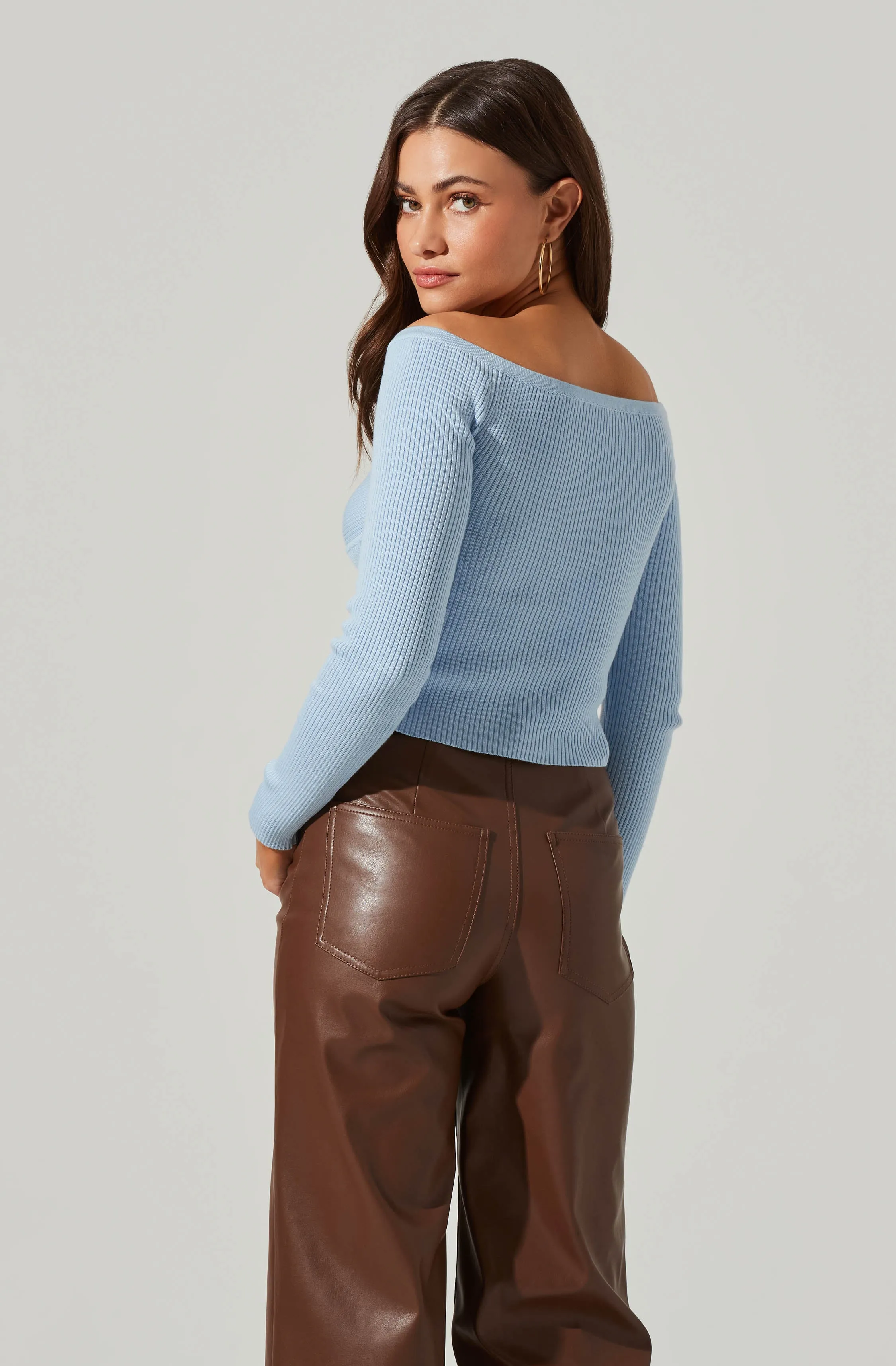 Harlie Off Shoulder Cropped Sweater