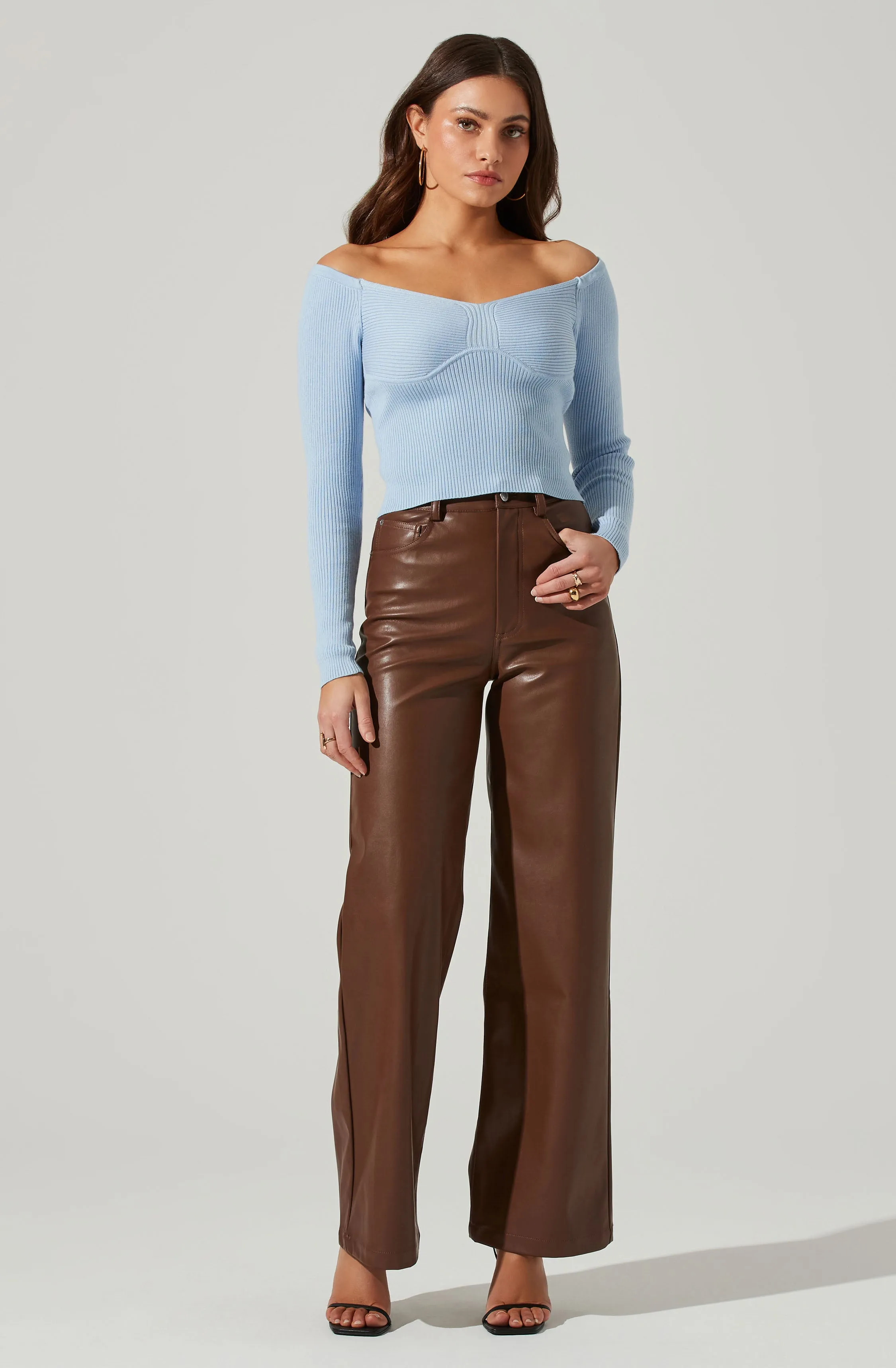 Harlie Off Shoulder Cropped Sweater