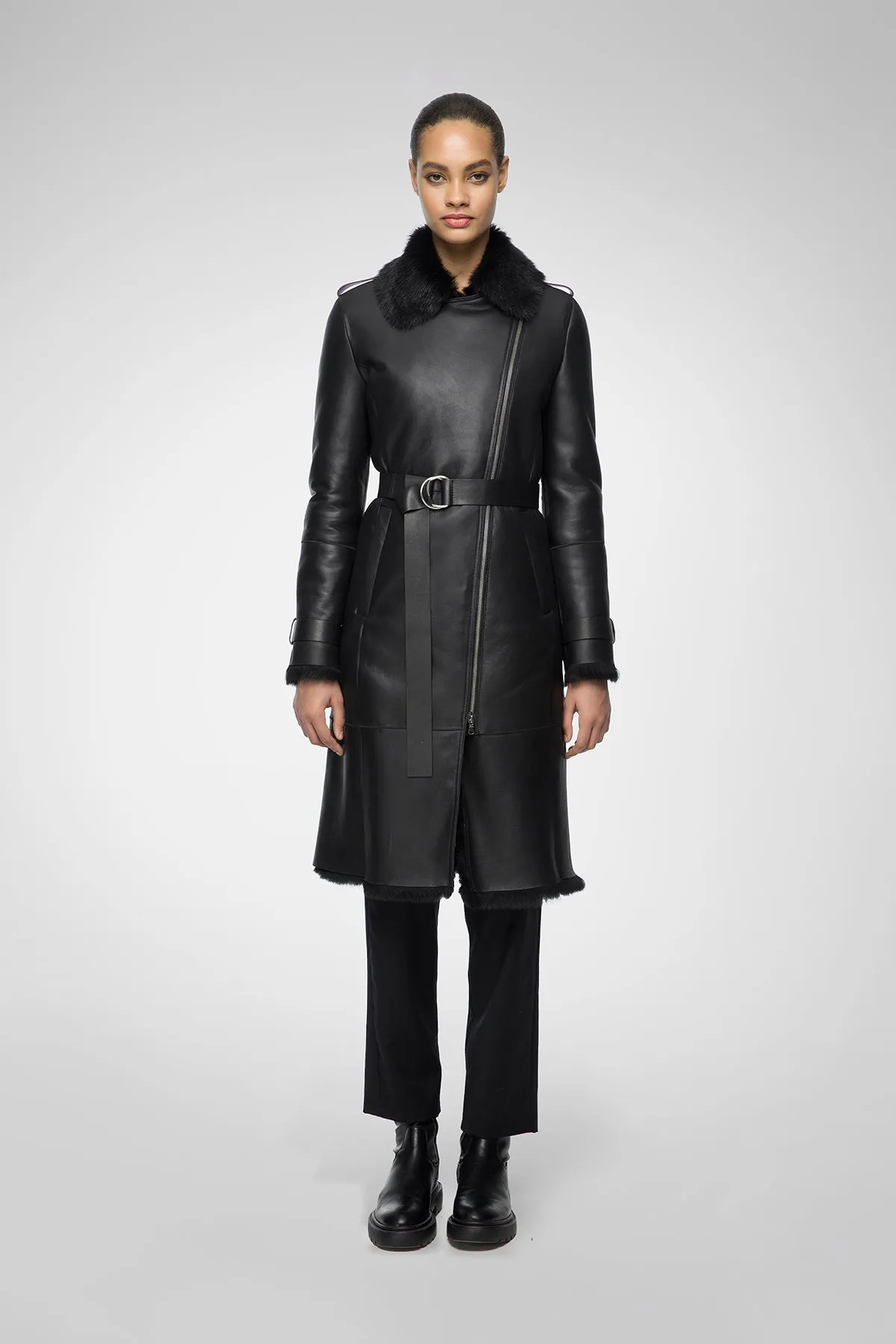 Harmony - Black Shearling Coat