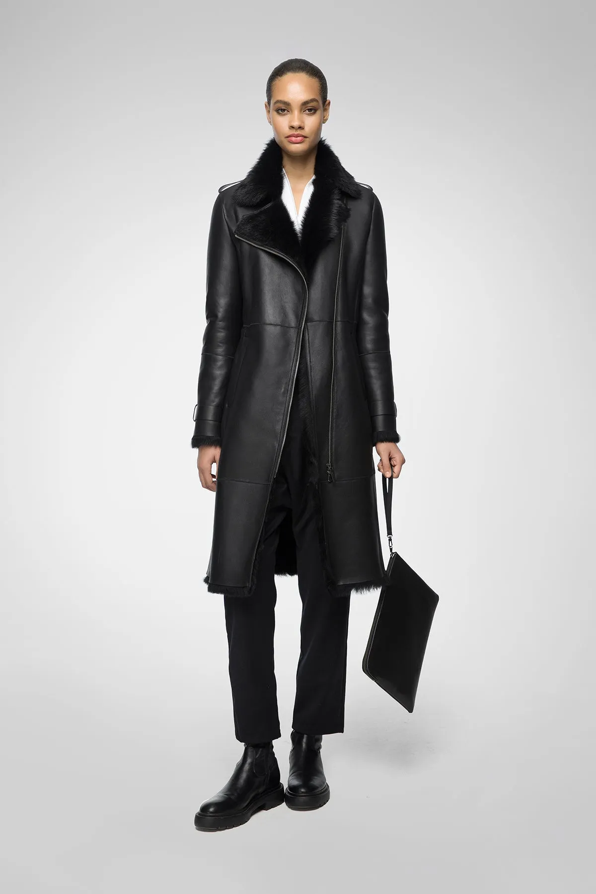 Harmony - Black Shearling Coat