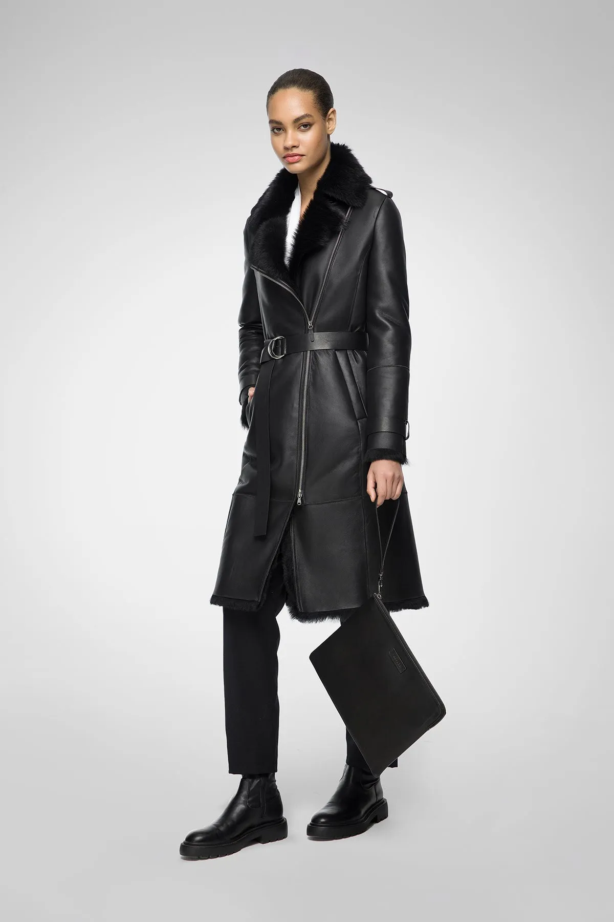 Harmony - Black Shearling Coat