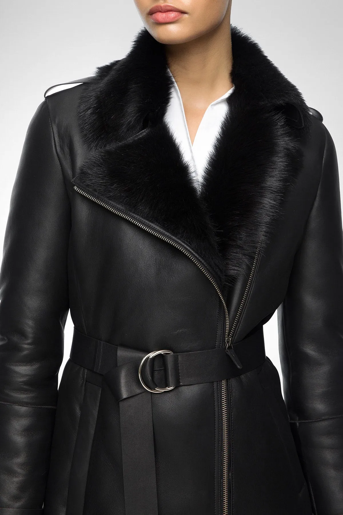 Harmony - Black Shearling Coat