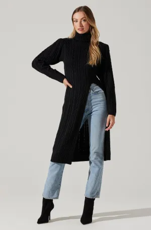 Hi Slit Cable Knit Sweater